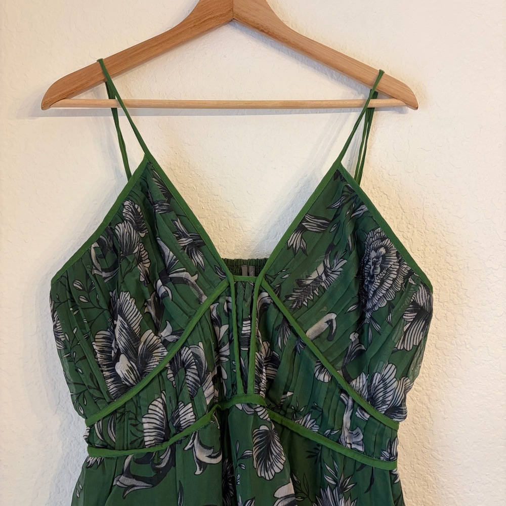 Anthropologie Penny Floral Pleated Midi Dress XL Wedding Guest Chiffon Romantic - Picture 3 of 15